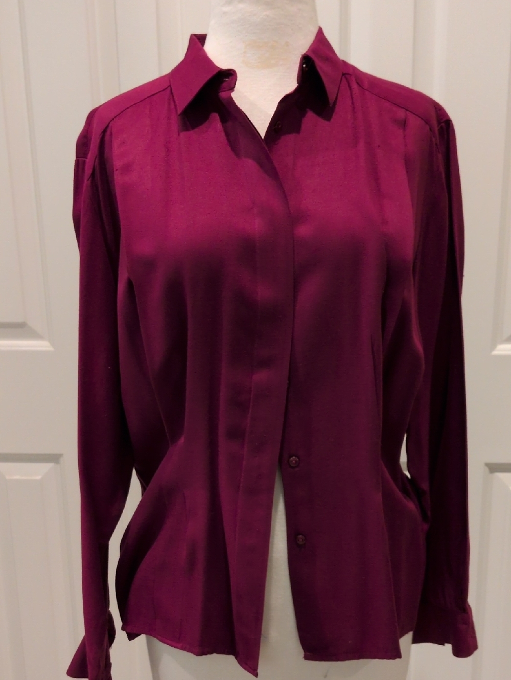 talbots burgundy long sleeve blouse